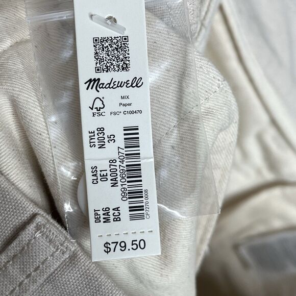 Madewell Pleated Cotton Linen Shorts Bleached Canvas Light Khaki Mens 35 Woven - Picture 8 of 8